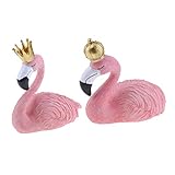 F Fityle 2個入　フラミンゴの置物　ガーデン 芝生 装飾品 　キング＋クイーン　樹脂　ピンクプレゼント - XL