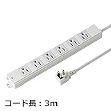 サンワサプライ 工事物件タップ ノーマルコンセント L型プラグ 3P 6個口 3m TAP-K6NL-3