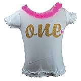 Reflectionzベビー女の子ホットピンクグリッターゴールド" One "用フリル付きTシャツ12 – 18 M カラー: ピンク