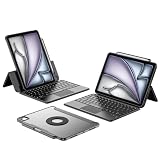ProCase iPad Air 13インチ キーボード付きケース M4 2026 / M3 2025 (A3269 A3271) / M2 2024 (A2898 A2899 A2900) 専用 キーボード ワイヤレス 磁気脱着 スマートカバー - ブラック