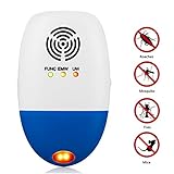 BlueFire 【改良版】超音波ネズミ撃退器 屋内/屋外専用害虫駆除機 ホテル/病院/オフィス/納屋/飲食店でネズミ、ゴキブリ、クモなどを追い出し 常夜灯付