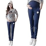 Yinuo Baby マタニティパンツ センタープレスオーバーバンプマタニティパンツ サイズM~XXL (M, ブルー)