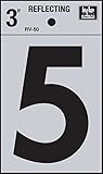 Hy-Ko RV-50/5 Vinyl Self-Stick Reflective with Number 5, 3", Black [並行輸入品]
