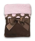 Bearington collection ベアリントンコレクション　Posh Dots Security Blanket (Pink)ふかふかで柔らかドットサテンが可愛いピンク×ブラウンブランケット