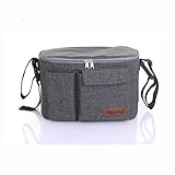 Spinas(スピナス) ベビーカー用バッグ 多機能 小物 収納 バッグ チャック付き蓋 全4色（レッド/ブルー/グレー/ブラック） (グレー)