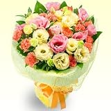 誕生日フラワーギフト　花キューピットのトルコキキョウの花キューピットブーケ花 ギフト 誕生日 プレゼント