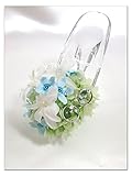 【プリザーブドフラワー／ガラスの靴リングピロー】クリアなガラスの靴にブルーと白と淡いグリーンの花たちの祝福を飾って【リボンラッピング付き】