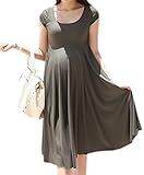 （ワボーズ） Waboats おしゃれ マタニティ レディース 妊婦 ママ 無地　半袖ワンピース カジュアル マタニティー 服 ファッション 普段着-グレー-One Size