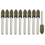 uxcell 軸付き砥石　研磨　ルーター　マウントポイント　コーンヘッド　研磨　グリーン　シャンク　 3mm　5mm x 15mm　10個