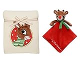 Rudolf My First Christmas Blanket and Plush Security Toy with Rattle Head by Rudolph the Red Nosed R