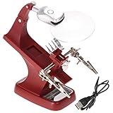 HAMILO はんだごて台 半田 スタンド ライト付き ワニ口クリップ付き 調整可能 ルーペ付き