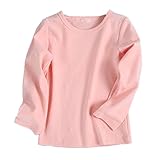 幼児の子供の赤ん坊の 純色の服 ラウンドネック長袖シャツ OVERMAL キャンディーカラーの家の服 (3T, ピンクの)