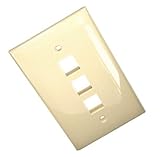 Leviton 41091-3IN QuickPort Midsize Wallplate, Single Gang, 3-Port, Ivory [並行輸入品]