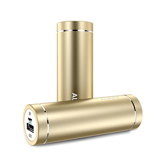 Aukey モバイルバッテリー 5000mAh AiPower 小型 スマホ充電器 急速USB充電器 iPhone 7 / iPhone 7 Plus / iPhone6S / Samsung Galaxy S6など各種他対応 PB-N37 (ゴールド) [改善版]