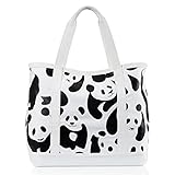 [UNISOUL] トートバッグ トート パンダ柄 キャンバスバッグ グローサリー レディース メンズ マザーズバッグ エコバッグ 肩掛けバッグ 通学 旅行 帆布 大容量 多機能 ハンドバッグ 大きさ