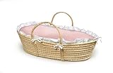 Badger Basket Company Natural Baby Moses Basket - Pink Gingham Bedding by Badger Basket [並行輸入品]