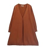 Plus Nao(プラスナオ) ロングカーディガン ニットカーディガン 長袖 Ｖネック Ａライン トッパーカーディガン レディース トップス シンプ - パープル