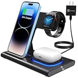 Barggn ワイヤレス充電器 3in1 急速充電ステーション 充電スタンド 、同時 For iPhone/For Apple Watch/For Airpodsに対応、ナイトライト機能あり (PSE認証 、PD20W アダプター付属)
