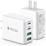 [2個パック] USB C充電器 40W 急速USB コンセントACアダプター USBポート & USB Cポート【USB-A*2 & Type C*2】 Type-C 充電器 PD 20W アダプタ タイプc USB 電源タップ iPhone/iPad/Galaxy/Android その他各種機器対応