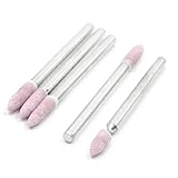 uxcell マウント砥石　研磨工具　丸軸3mm　ピンク　交換　ハードウエア　5個