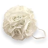 Enimay 6.5 "シルクLook花ローズPomander Kissingボールウェディングパーティーホーム飾りアイボリー