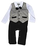 Plus Nao(プラスナオ) カバーオール ロンパース フォーマル ベビーウエア 長袖 ベビー用品 赤ちゃん セットアップ風 蝶ネクタイ ベスト 結 ブラック 95cm