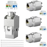 DAOKAI CAT7 キーストーンジャックモジュール CAT7/CAT6/CAT6a 設置ケーブル用 10Gbps 高速伝送、STPシールド、RJ45ソケット（パッチパネル・ネットワークソケット用）-4個