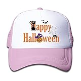 ボーイズ メッシュキャップ 通気性 今季最新 ダンス メッシュハット ハロウィン パンプキン かぼちゃ バット 日焼け止め 帽子 カジュアル ストーリート系ピンク プリント付き 無地