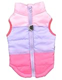 (ウミサト) 小型犬 猫 犬服 ダウン ベスト ジャケット カラフル 袖なし ハーネス(ピンク,M)