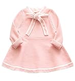 YY-Natuhi ベビー服 子供服 女の子 ワンピース ニット セーター キッズ ドレス 新生児 ボディースーツ ベビー 長袖 赤ちゃん 入学式 出産祝い 七五三 リボン ベビースーツ (100cm