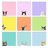 Wonninek 付箋 猫 ネコ ポストイット ねこ 76mm 強粘着 文房具 ねこ 50枚×9冊
