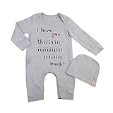 杜屋トヤ　新生児服　女の子　男の子　ユニセックス　赤ちゃん　文字プリント長袖トップス　グレイ　シンプル　帽子　ボディースーツ　洋式秋服　秋　冬　遊び　記念日　撮影　誕生日　ルームウェア