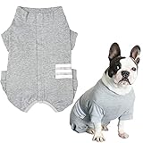 KUVEELA PET 犬 服 犬術後服 術後ウェア フレンチブルドッグ適用 エリザベスカラーに代わる オス メス 去勢 避妊 離乳 傷口保護（グレー、Ｌ）
