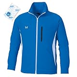 空調服 作業服 空調風神服 サンエス フード付ブルゾン ポリエステル100%(ファンなし/単品/保冷材2個付)<099-KU90520H> (4L, 4-ブルー)