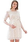 Sweet Mommy 透け感 ルージュ柄 シフォンワンピ オーガニックコットン裏地 袖リボンデザイン リボン取り外し可 上品 フェミニン 産前産後 授乳服 マタニティ M ホワイト