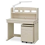 デスク ワークデスク 学習デスク 100cm パソコンデスク 机 ワゴン付き (ホワイトウォッシュ)