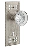 Nostalgic Warehouse Craftsman Plate with Keyhole Round Clear Crystal Glass Knob Mortise - 2.25 Satin