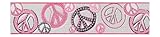 York Wallcoverings Friends Forever JE3511B Peace & Love Sign Pre-pasted Wallpaper Border, Silver Bac