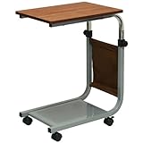 キャスター付伸縮サイドテーブル (ブラウン)