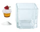 花市場直送便 ミニチュアガラス いちごのカップケーキ & カラーサンド ホワイト & 植え込み用グラス ニューブロックS