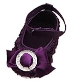 (ビグッド)Bigood ベビー靴 子供靴 女の子靴 フォーマルシューズ 赤ちゃんシューズ レース花 リボン付き トレーニング ルームシューズ 出産祝い 七五三 13cm モーブ