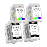 BC345XL+BC346XL 各2個セット 互換インクカートリッジ canon用 インク BC310/311通用 345 346 リサイクルインク 大容量 取扱説明書付き 詰め替え キヤノン用 PIXUS TS3330 TS3130S TS3130 TS203 TR4530 インク