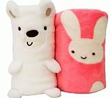 Super PlushフランネルベビーブランケットThrow for Boy and Girl、2のセット、30「x40」と23インチx36インチ、Bunny and Doggy 43235-4401