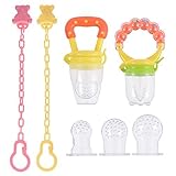PChero Fresh Food Feeder Pacifier 2 Pack + 2pcs Pacifier Clips and 3pcs Free Food Grade Silicone Suc