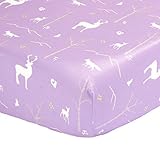 Purple Woodland Fitted Crib Sheet - 100% Cotton Sateen Forest Animal Theme by The Peanut Shell