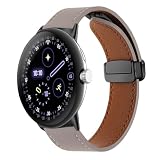 [AiMaoo] レザーバンド Google Pixel Watch 4 41mm (2025) 対応 バンド 磁気 バックル付き 高級 PU本革 交換ベルト 装着簡単 替えベルト ビジネススタイル ストラップ コンパチブル Pixel Watch 4 41mm (ライトグレー)