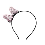 Nice Days（ナイス　ディズ） 髪飾り 子供用 カチューシャ 可愛い 蝶結び キラキラ ビーズ ヘアバンド (ピンク)