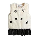 Karchi 　女の子 ベスト おしゃれ　ファション 可愛い　花柄　裏起毛 　暖かい　中長め 防寒 　ベービー　春 ノースリーブ　カジュアル　きれいめ　80　90　100　110 120 (90, 白