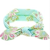 ノーブランド品　赤ちゃん　女の子　花　ウサギの耳　ヘアバンド　ターバン　ヘッドバンド　飾り　髪留め　2個　2色選べる - 緑