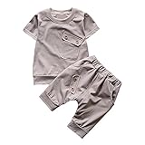 Cutelove 子供服 Tシャツ＆パンツ 上下セット Tシャツ 上着 男の子 赤ちゃん キッズ 可愛い ポケット付き 半袖 ズボン 夏 カジュアル 2色